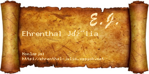Ehrenthal Júlia névjegykártya